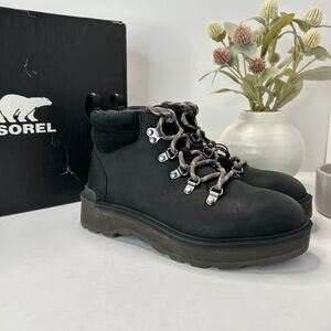 Sorel Hi-Line Waterproof Hiker Lace Up Boot Black/Jet Women's 7 NWB